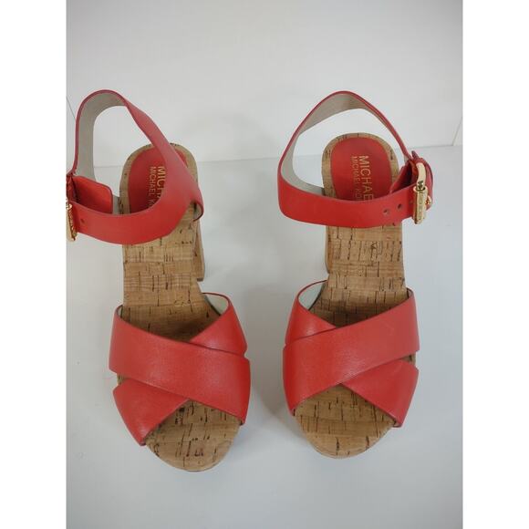 MICHAEL Michael Kors Natalia Cork Platform Sandals Mandarin Orange sz 6 Boho - Picture 4 of 9